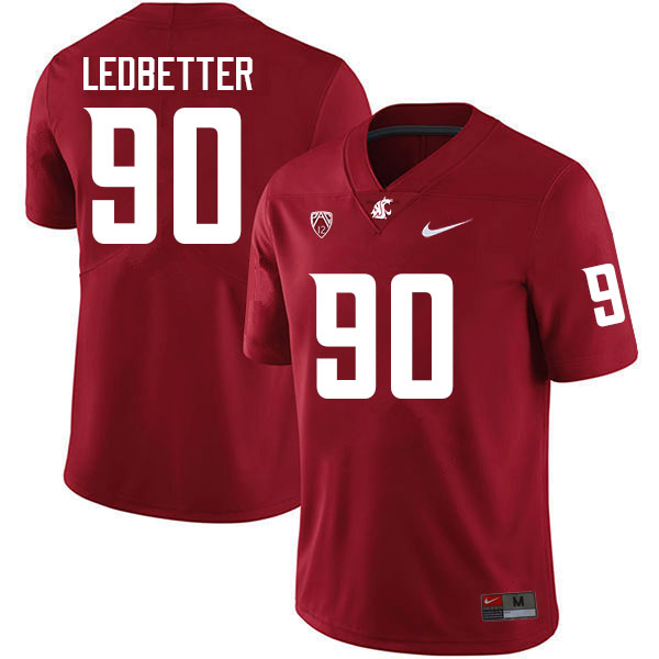 Men #90 Malachi Ledbetter Washington State Cougars College Football Jerseys Sale-Crimson